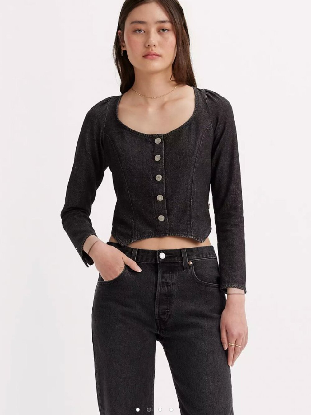 Levi’s Denim Long Sleeve Corset Top